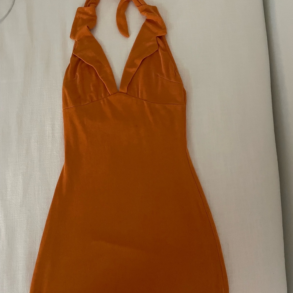 Peppermayo Orange Halter Bodycon Dress